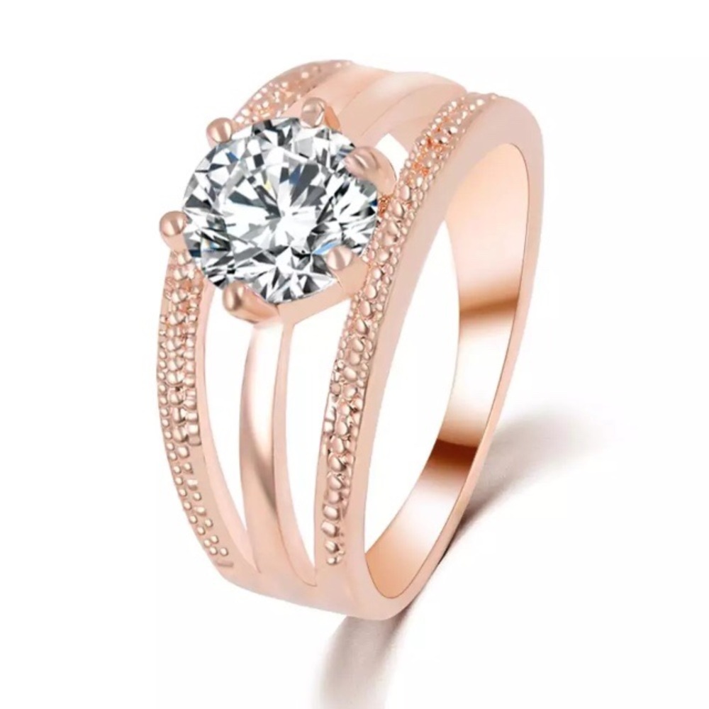 Rose Gold Tone & Rhinestone Ring